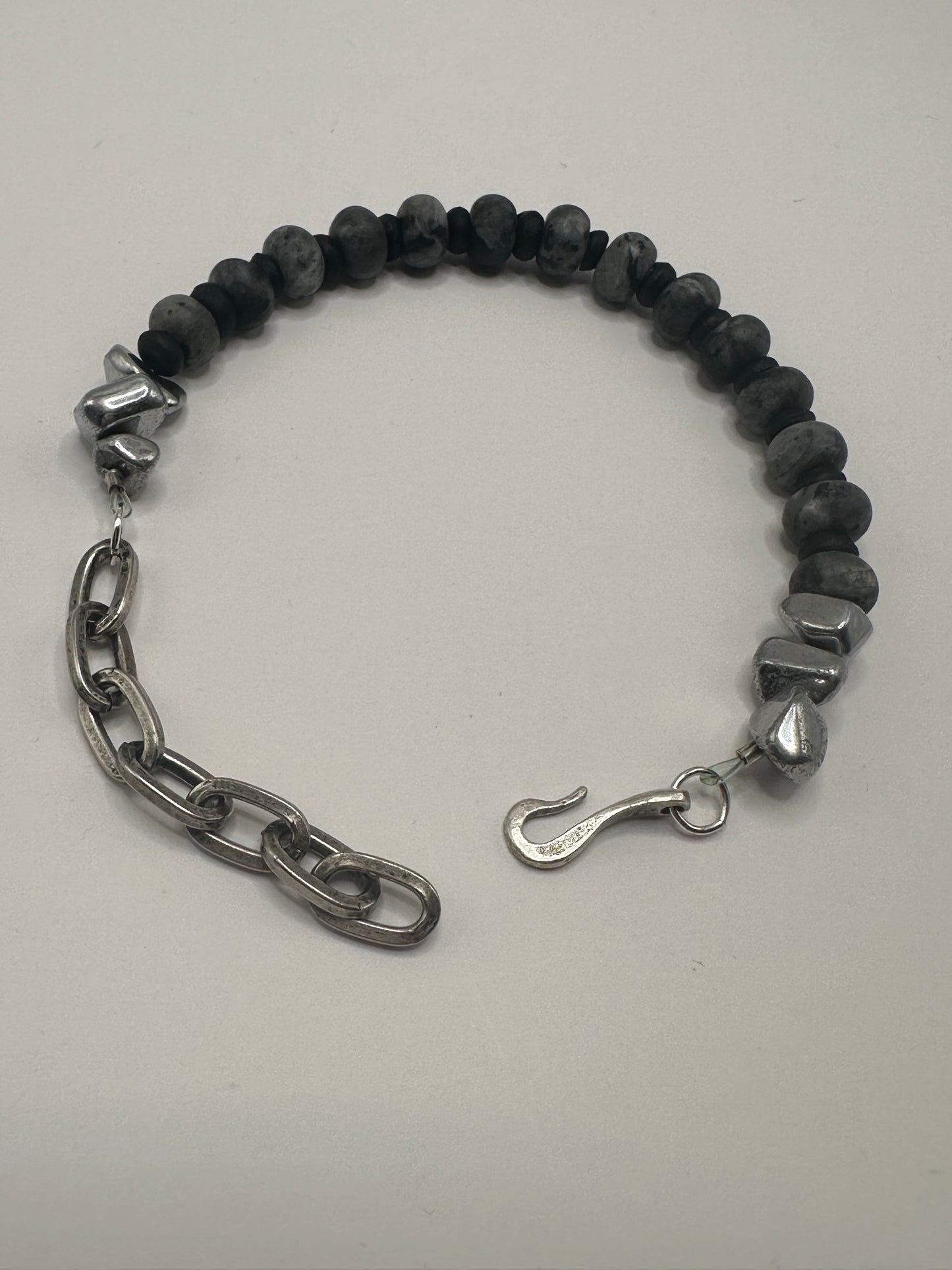 Larvikite and Water Buffalo Bone Bracelet