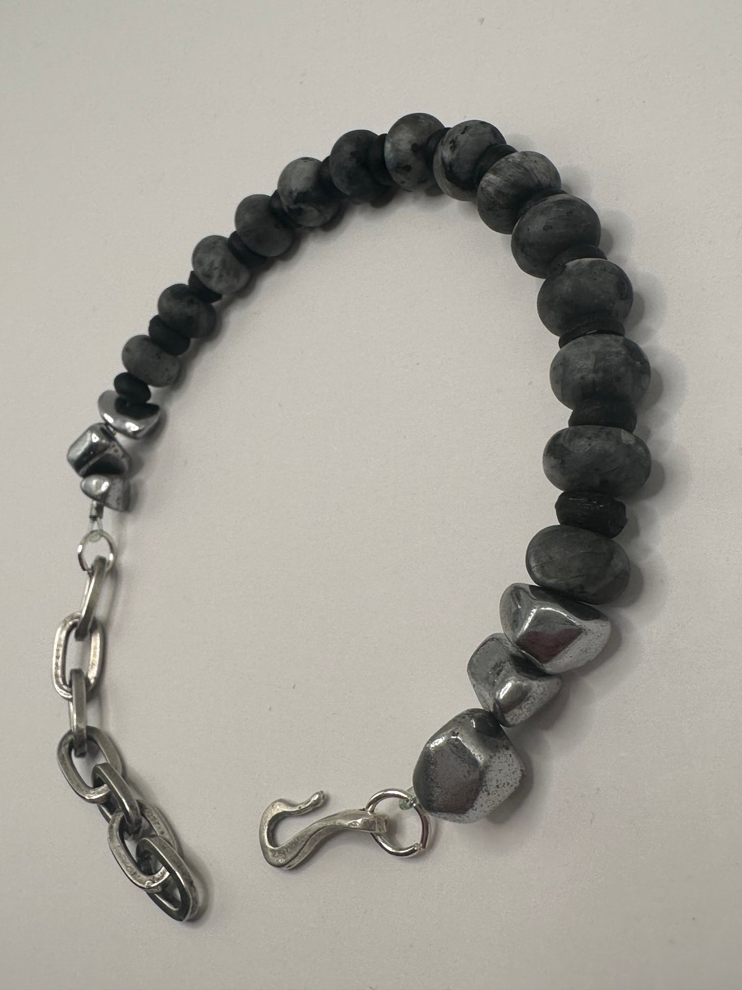 Larvikite and Water Buffalo Bone Bracelet