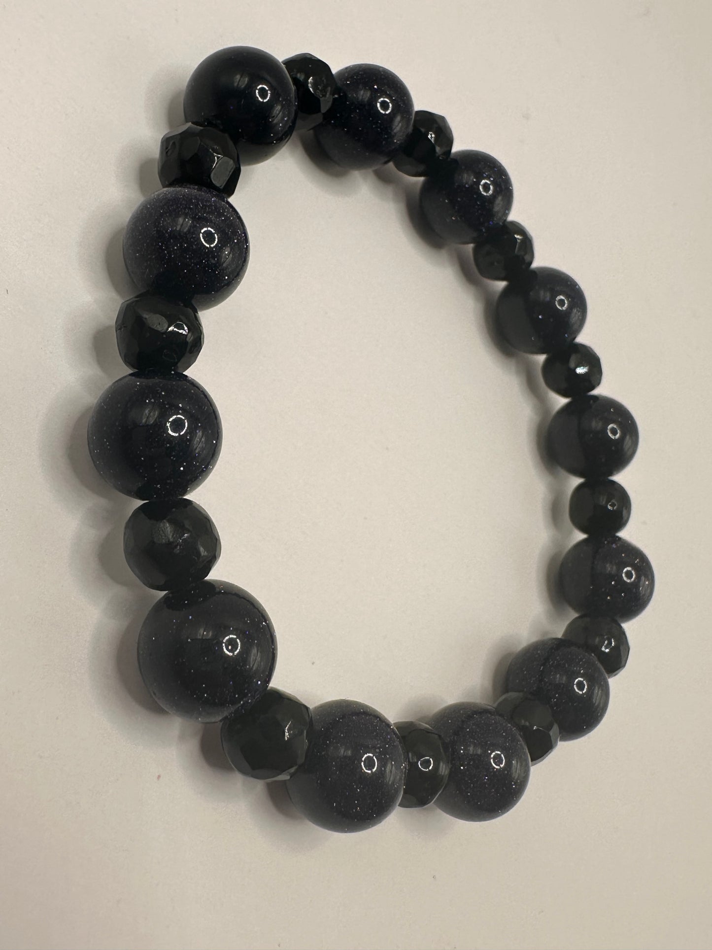 Blue Sandstone/Black Glass Bracelet