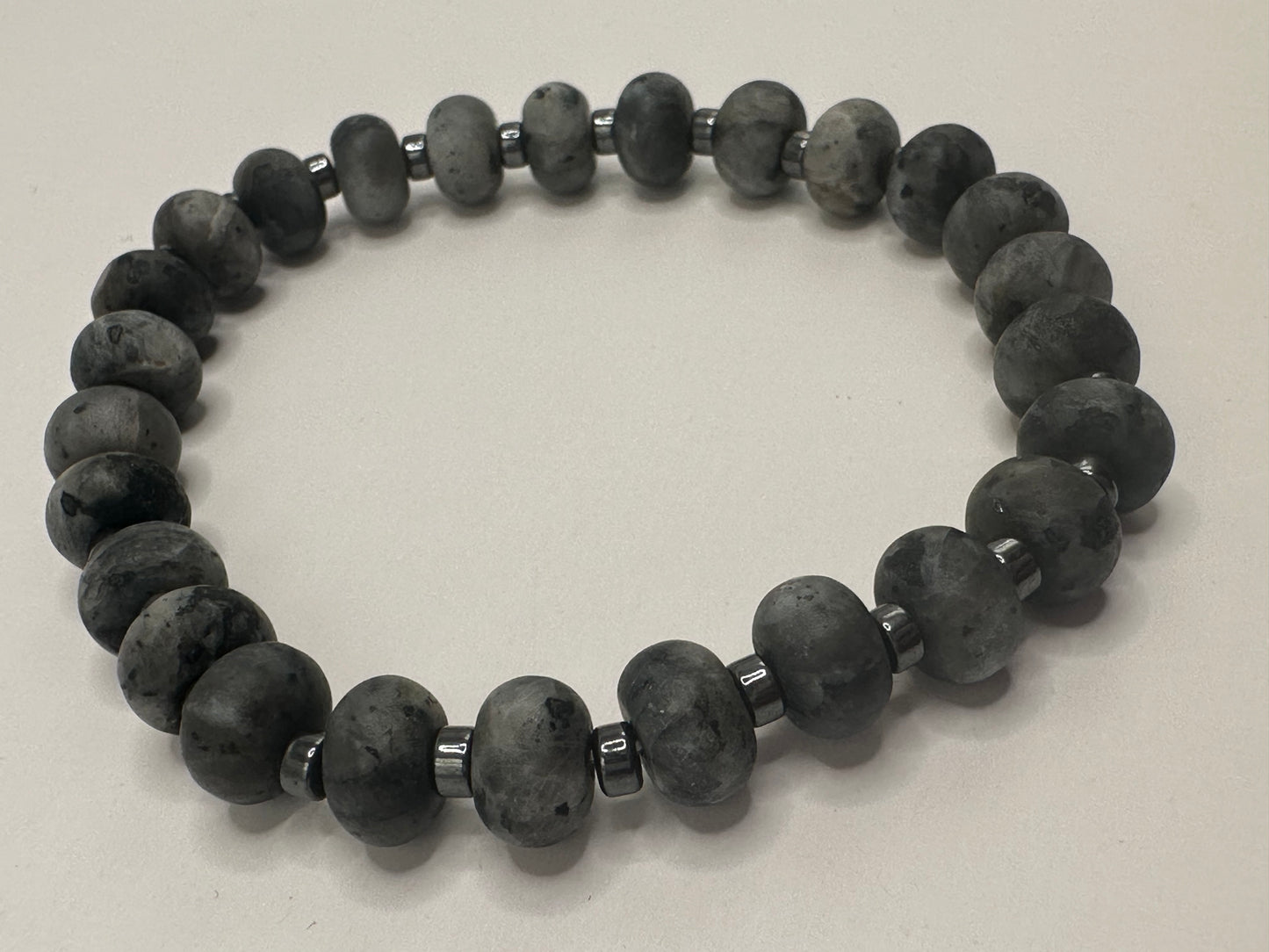Larvikite and Hematite Bracelet