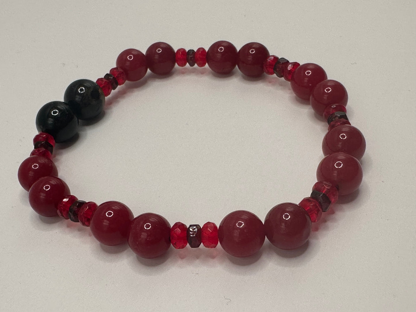 Red Jade/Snowflake Obsidian Bracelet
