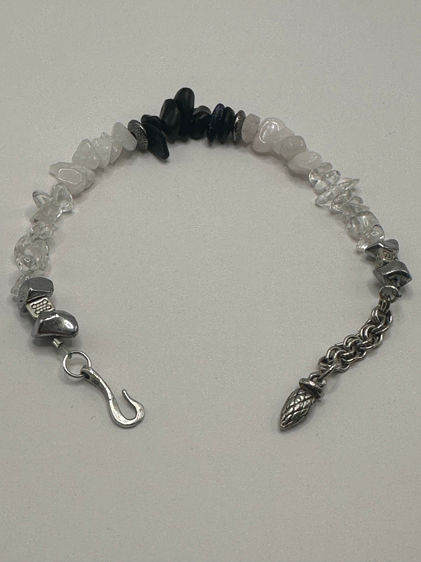 White Moonstone/Blue Sandstone Chip Gradient Bracelet