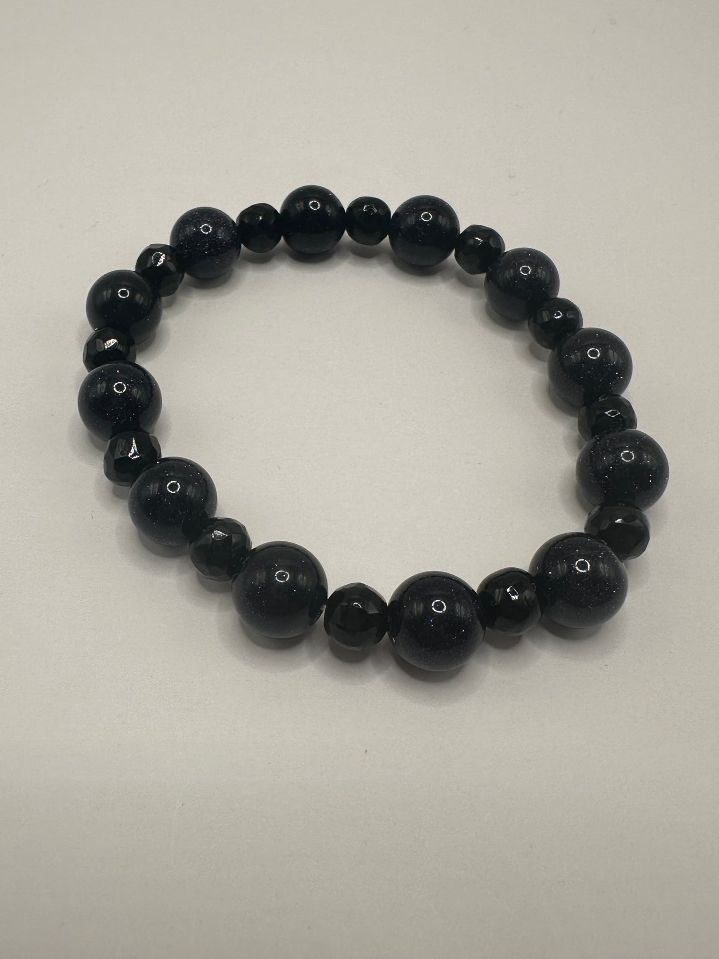 Blue Sandstone/Black Glass Bracelet