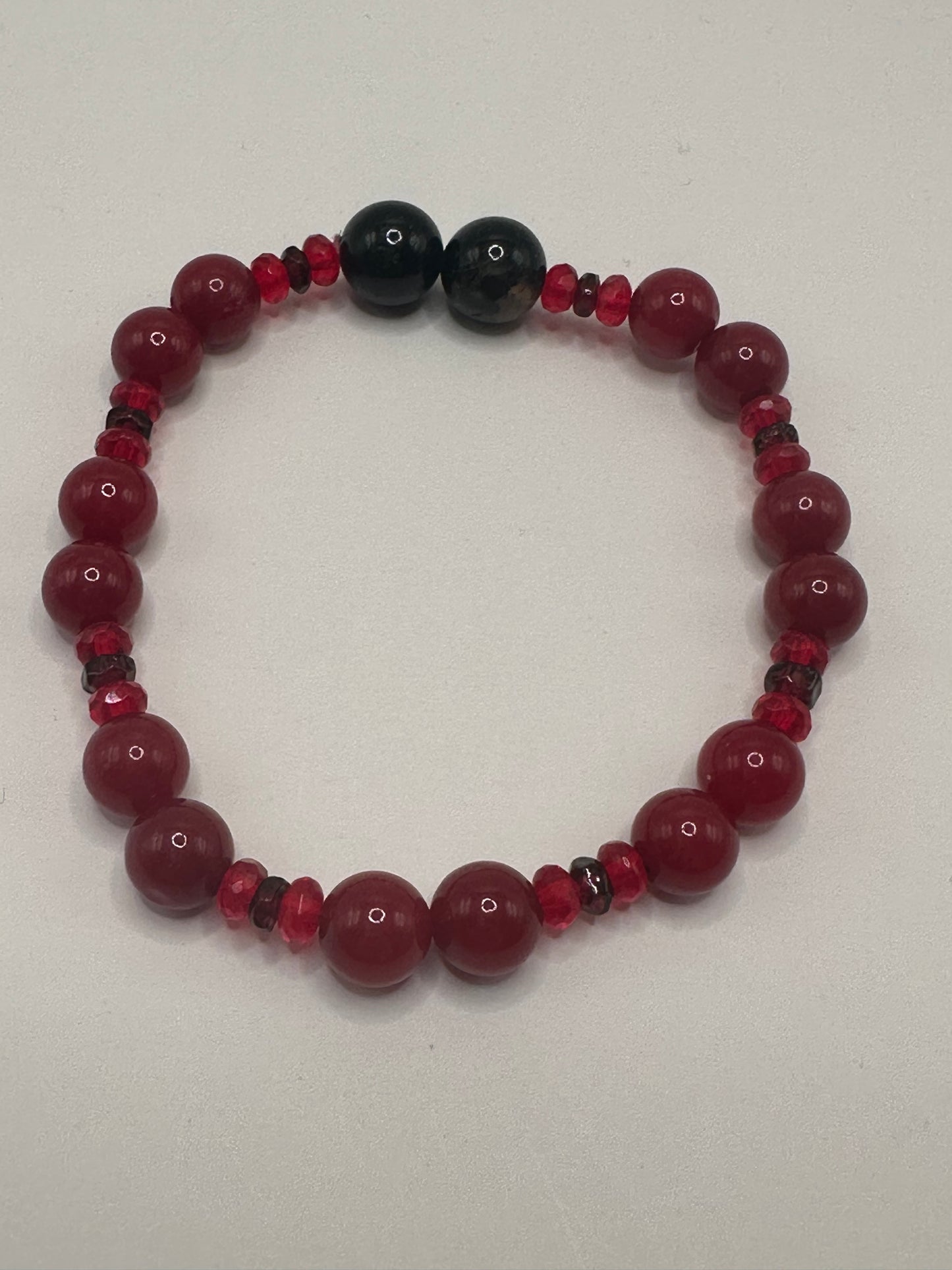 Red Jade/Snowflake Obsidian Bracelet