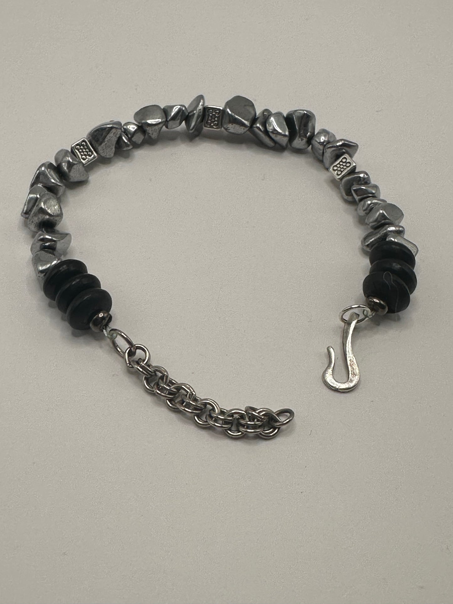 Metallic Chip and Water Buffalo Bone Bracelet