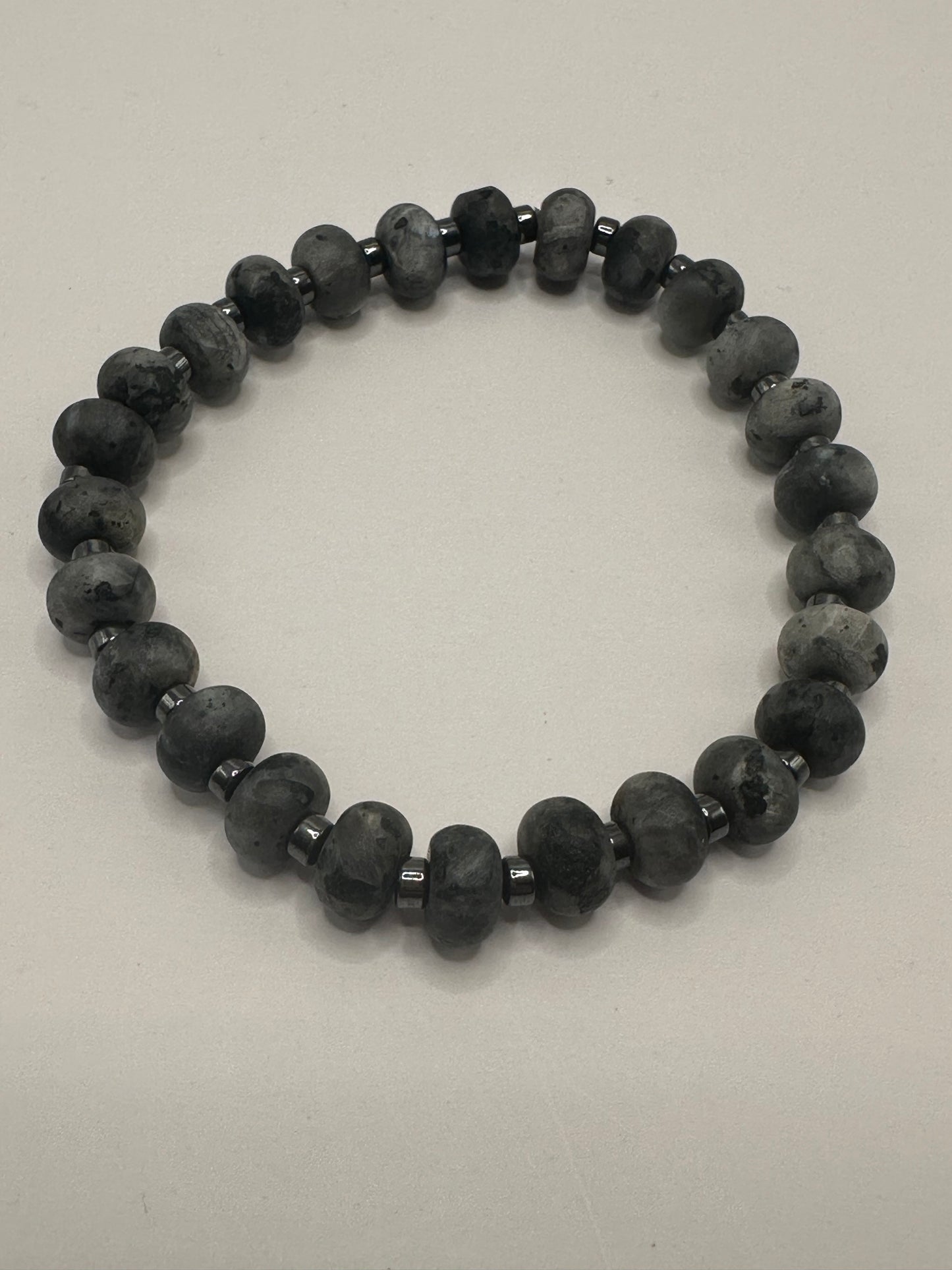 Larvikite and Hematite Bracelet
