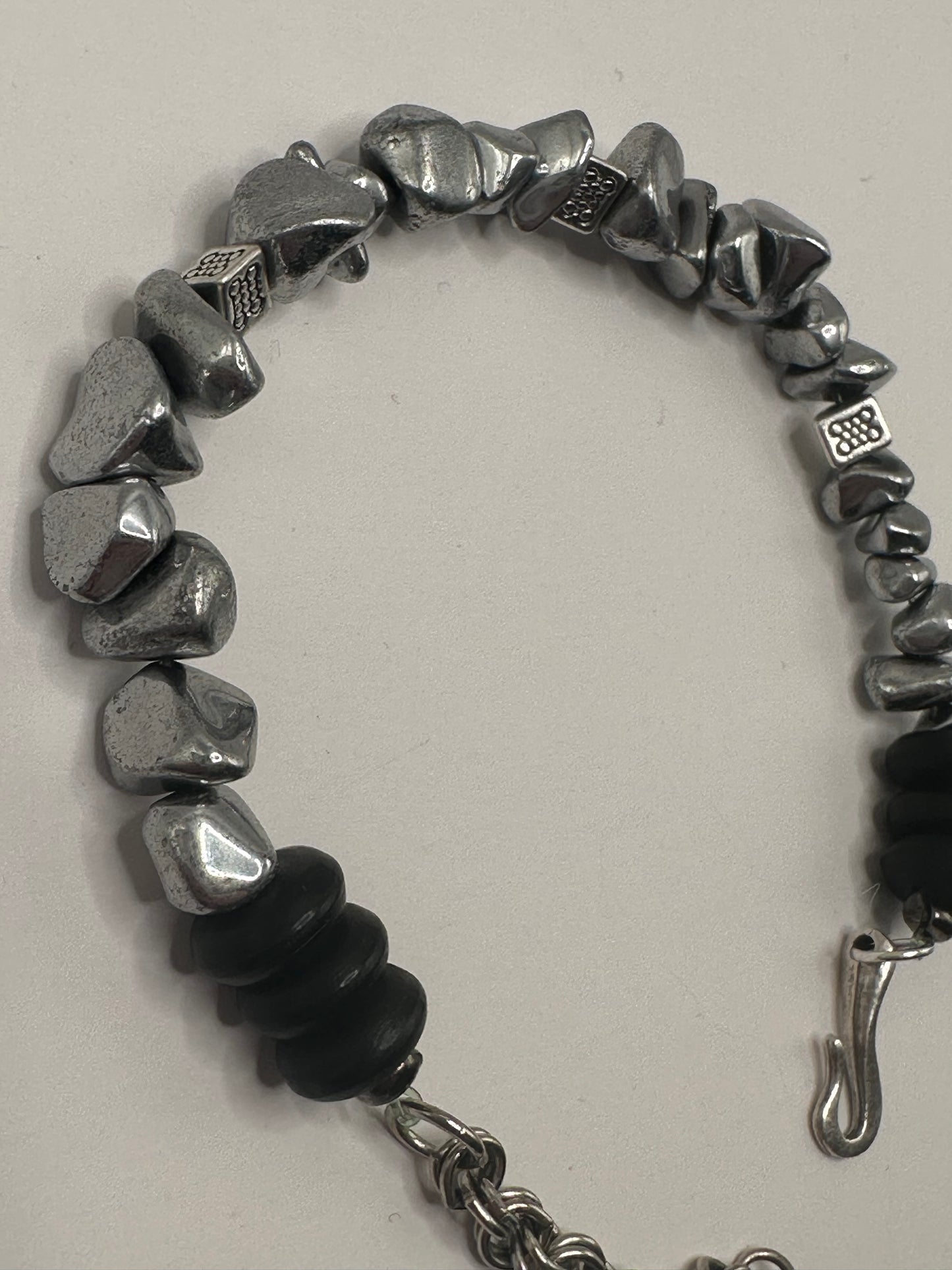 Metallic Chip and Water Buffalo Bone Bracelet