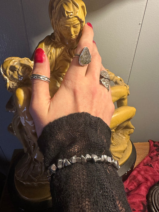 Metallic Chip and Water Buffalo Bone Bracelet