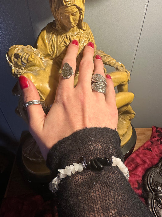White Moonstone/Blue Sandstone Chip Gradient Bracelet