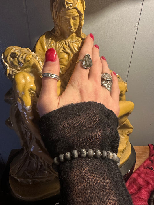 Larvikite and Hematite Bracelet