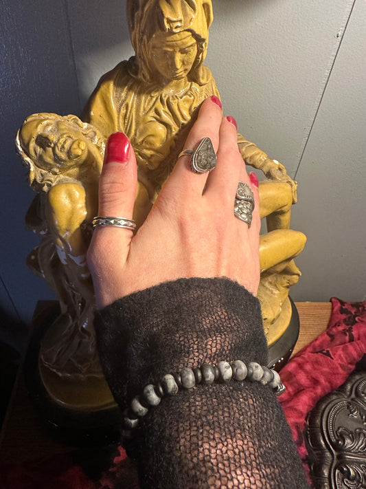 Larvikite and Water Buffalo Bone Bracelet